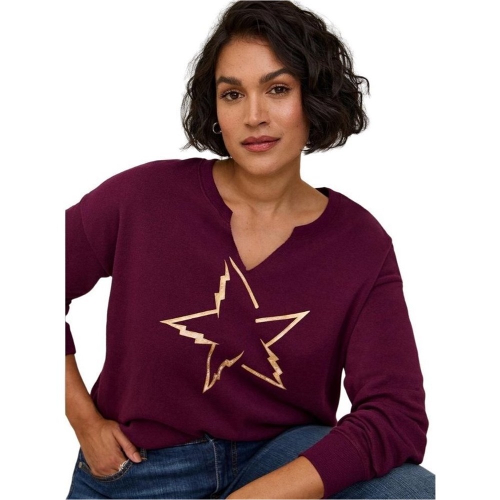 Torrid Lightning Star Split Neck Crop Fleece Top Womens Sz 2X